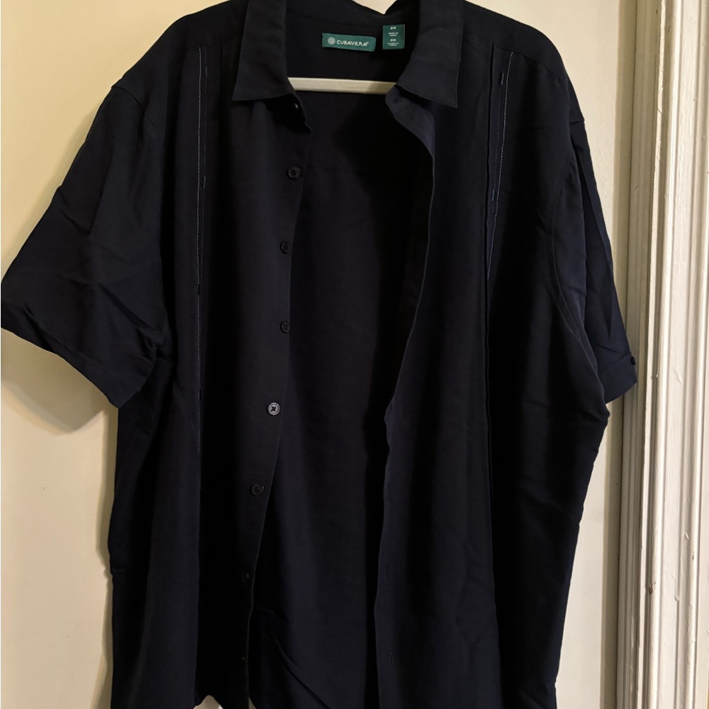 Cubavera Men's Navy Casual Button Down Shirt